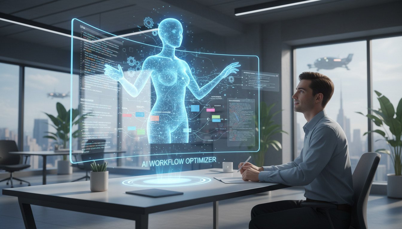 AI 비서가 사무 작업을 돕는 모습을 나타낸 이미지