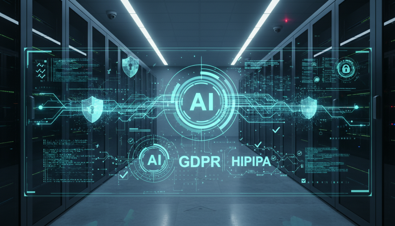 강력한 보안과 개인정보 보호가 적용된 기업 데이터 센터 이미지