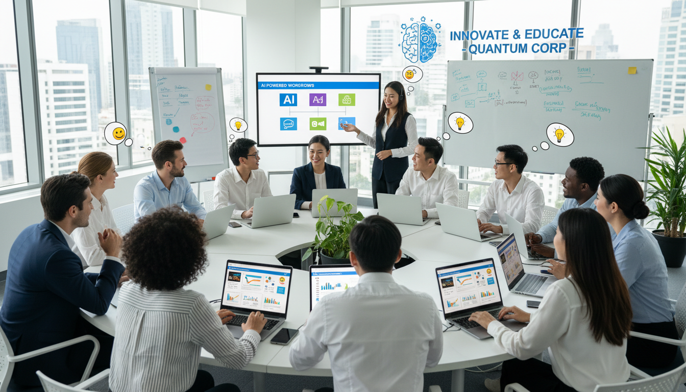 직원들이 AI 툴 활용 교육을 받는 기업 내 교육 세션